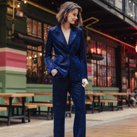 Shimmer Velvet Blazer - Navy