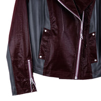 Vinyl - Liquid Leather™ Panel Zip Cuff Pocket Jacket - Mulberry