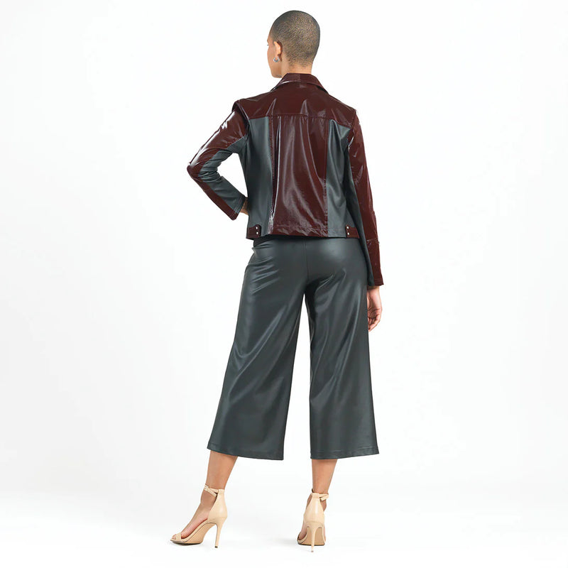 Vinyl - Liquid Leather™ Panel Zip Cuff Pocket Jacket - Mulberry