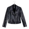 Sequin Knit - Liquid Leather™ Sheen Moto Jacket - Black