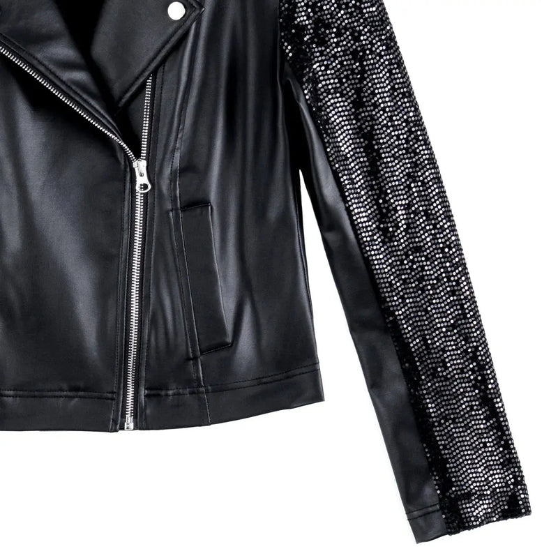 Sequin Knit - Liquid Leather™ Sheen Moto Jacket Clara Sun Woo