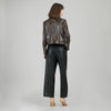 Vegan Leather Distressed Moto Waist Jacket - Brown Clara Sun Woo