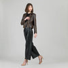 Vegan Leather Distressed Moto Waist Jacket - Brown Clara Sun Woo