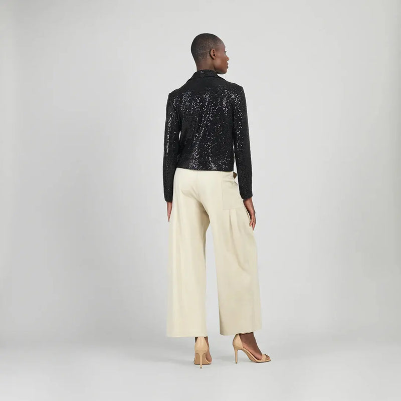 Sequin Knit - Moto Waist Jacket - Black Clara Sun Woo