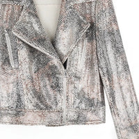 Sequin Knit Moto Jacket - Champagne Clara Sun Woo