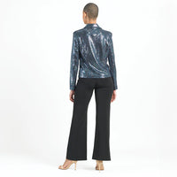 Shimmer Sequin - Modern Button Blazer - Gunmetal