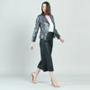 Metallic Liquid Leather™  Biker Jacket - Gunmetal Silver Clara Sun Woo