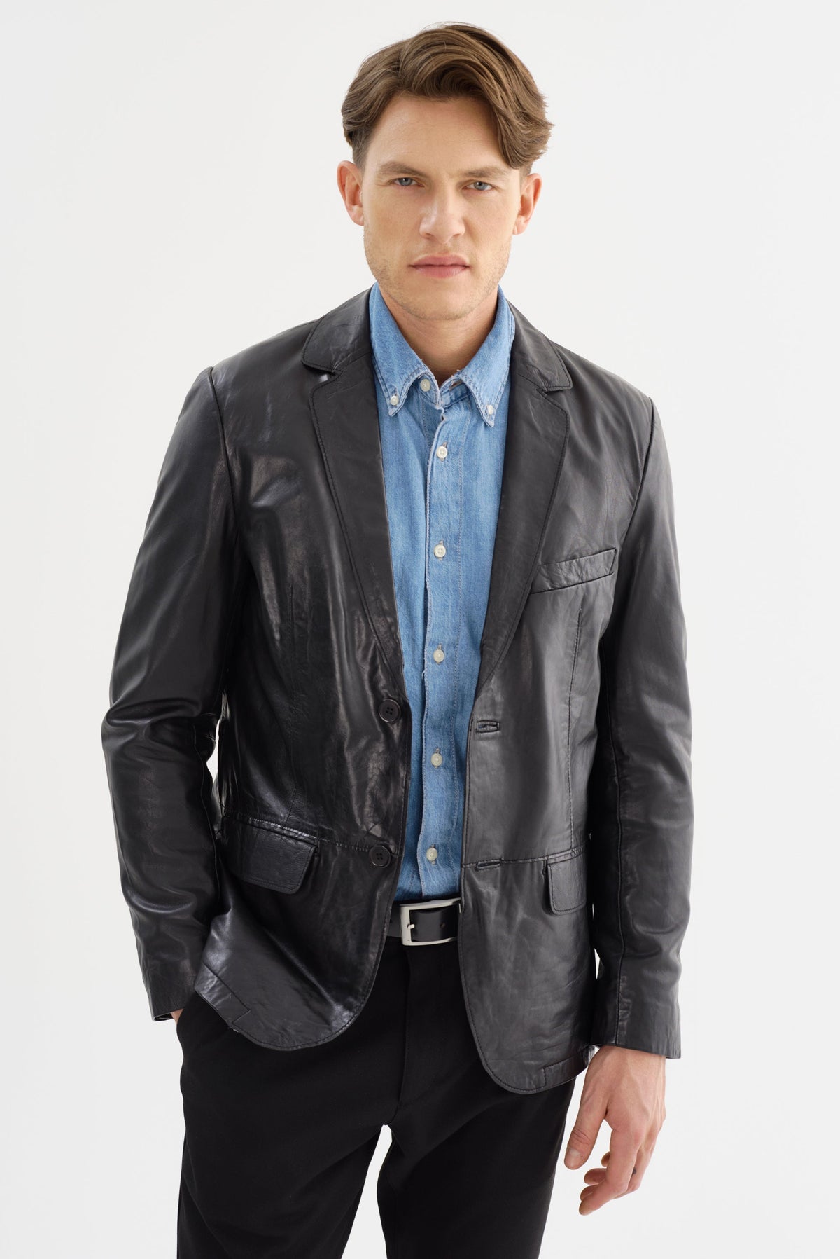 Joshua Black Leather Blazer Regency