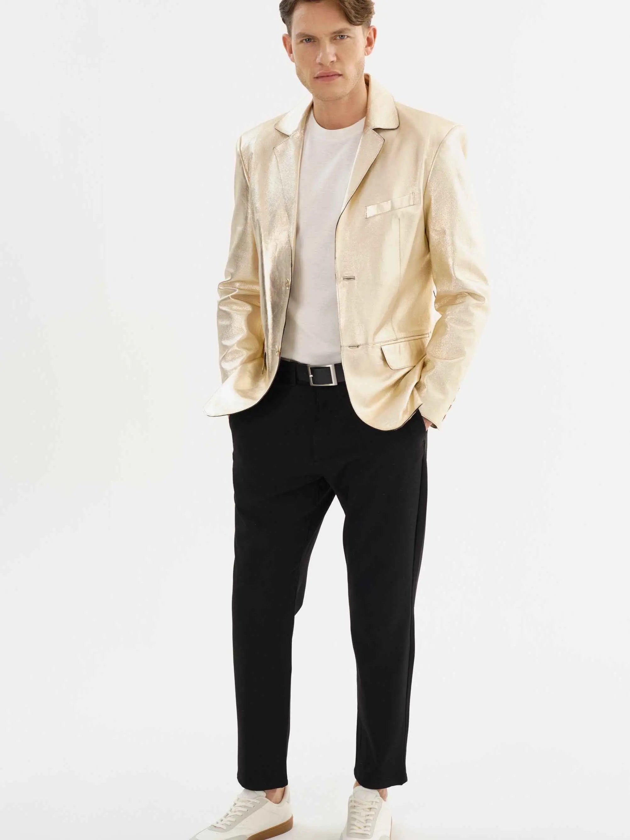 Joshua Gold Leather Jacket - Lansky Bros. | Regency