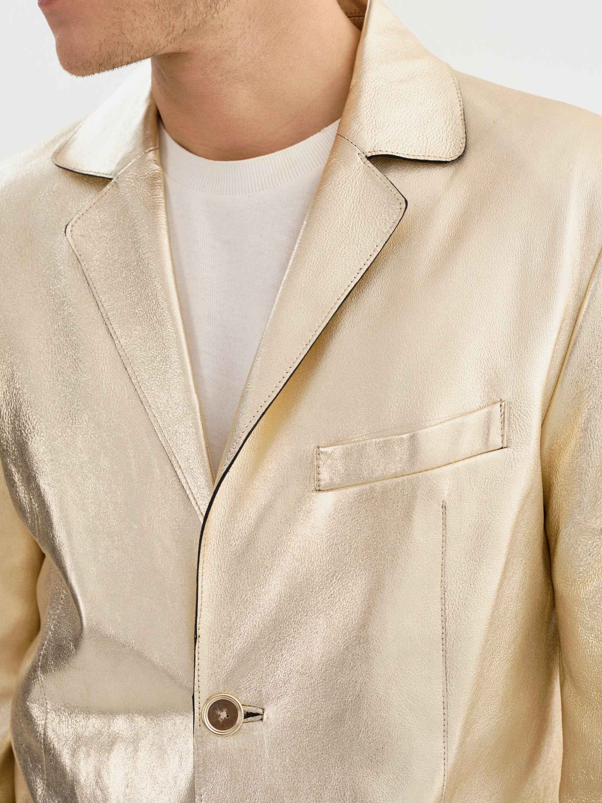 Joshua Gold Leather Jacket - Lansky Bros. | Regency