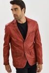 Joshua Lambskin Leather Jacket- Red