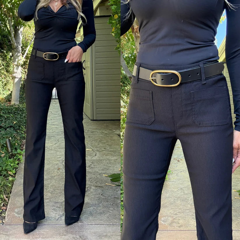 Jerome Black Stripe Flare Pants