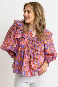 Kaleidoscope Ruffle Top