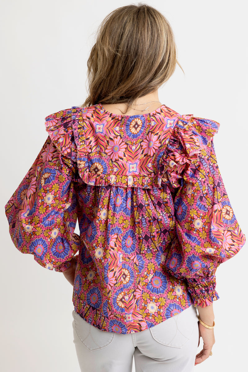 Kaleidoscope Ruffle Top