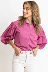 Raspberry Poplin Top Karlie