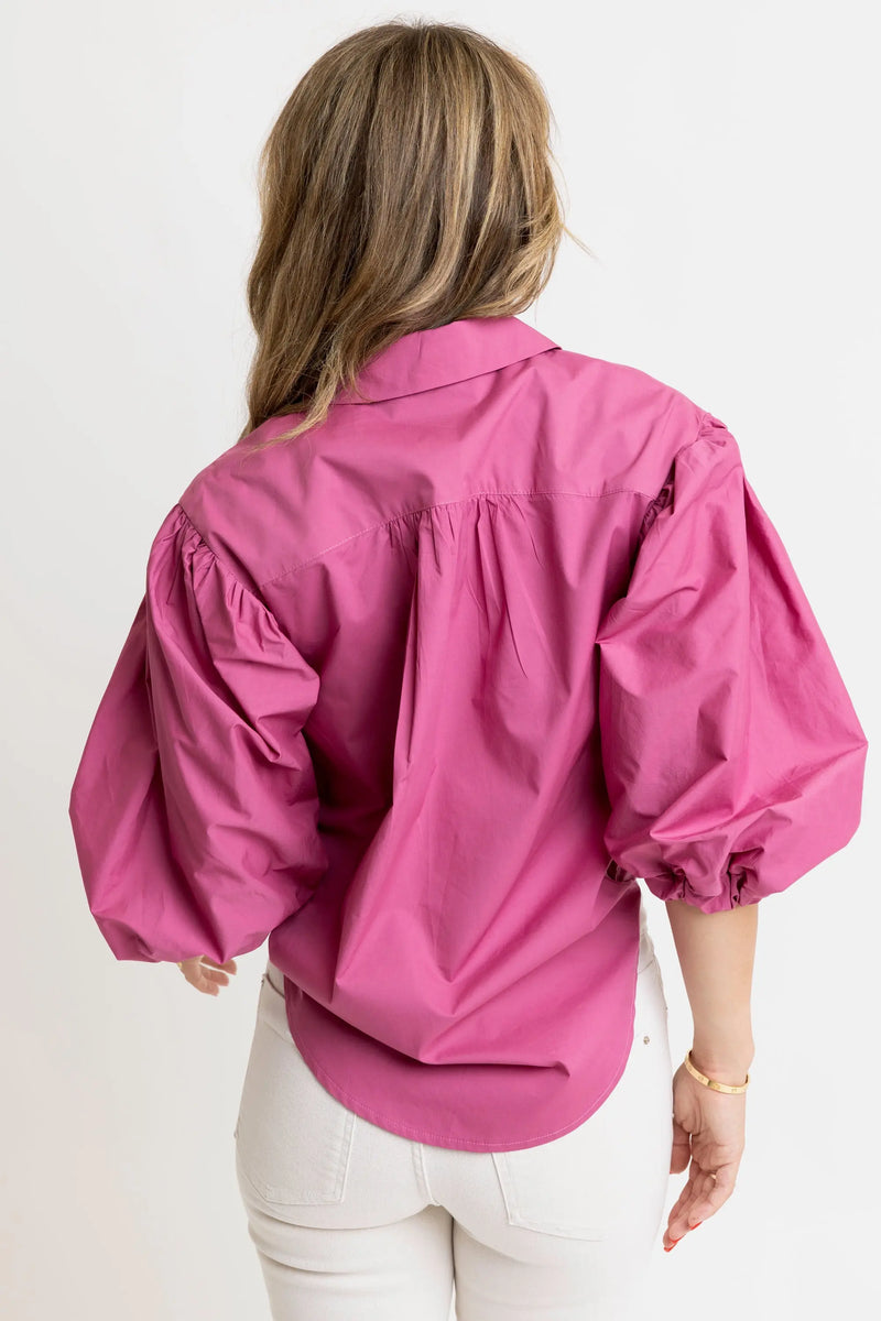 Raspberry Poplin Top Karlie
