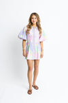 Pastel Floral Poplin Puff Slv Shirt Dress