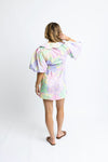 Pastel Floral Poplin Puff Slv Shirt Dress