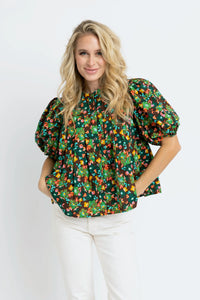 Floral Pleat Sleeve Top Karlie
