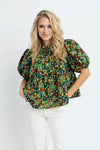 Floral Pleat Sleeve Top Karlie