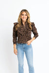 Leopard Ruffle Button Top Karlie