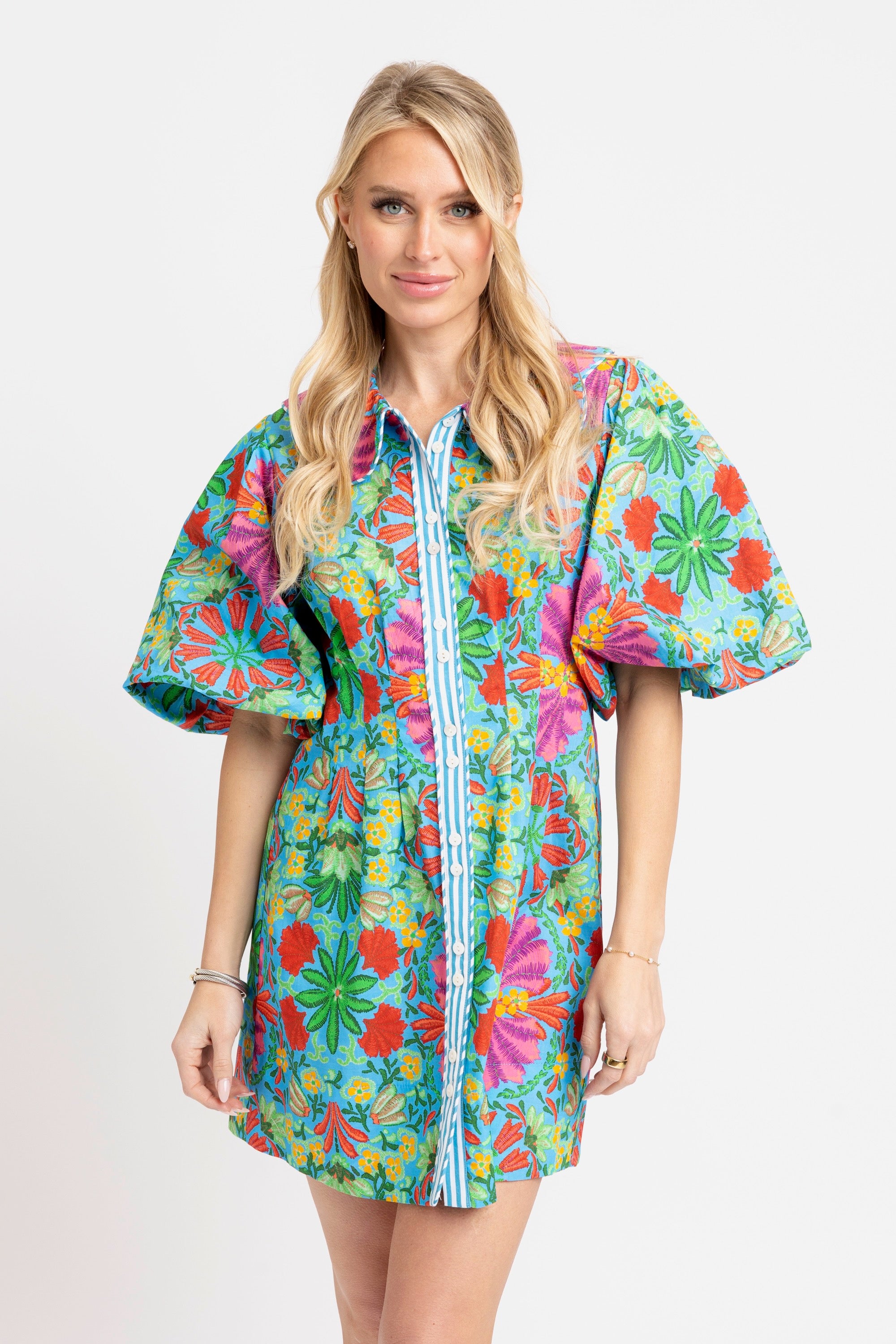 TROPICAL BUTTON SHIRT DRESS