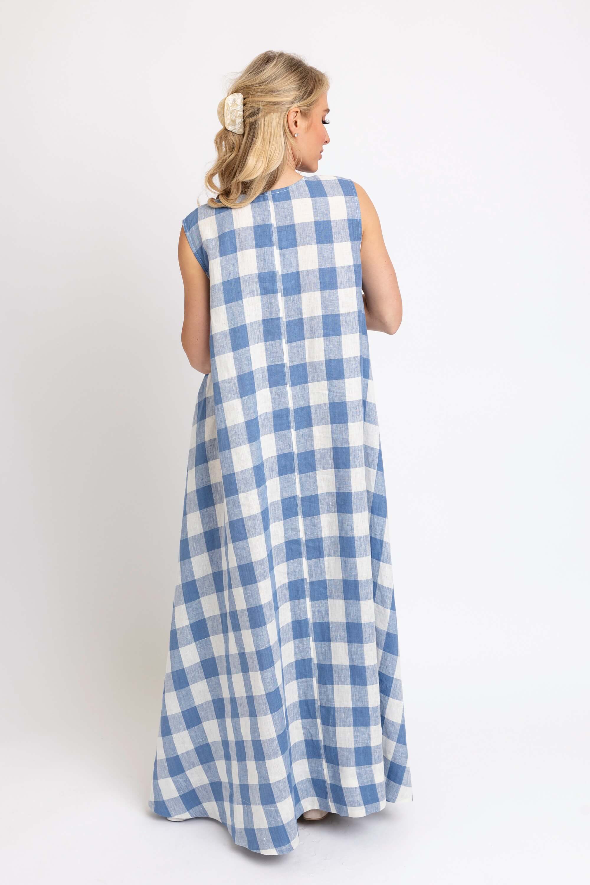 BUFFALO CHECK SCOOP MAXI DRESS