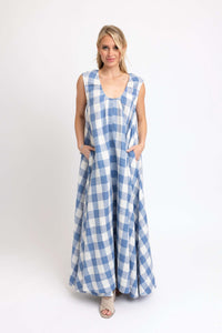 BUFFALO CHECK SCOOP MAXI DRESS