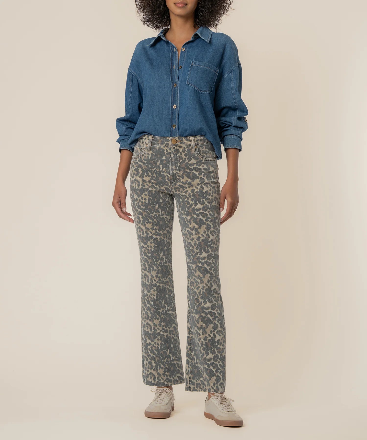 Kelsey High Rise Flare Denim - Leopard