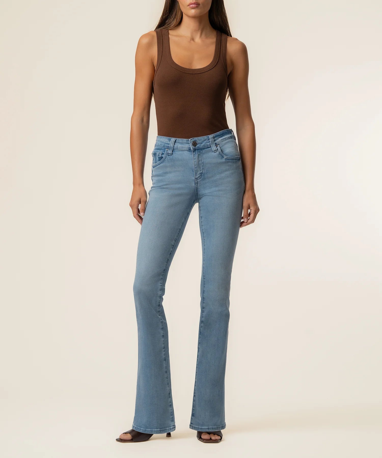 Natalie Mid Rise Flare in Lively Wash