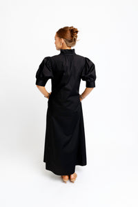 Poplin Ruffle Neck Shirt Dress