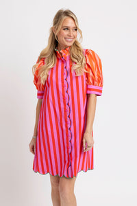 Fuschia Pinstripe Dress