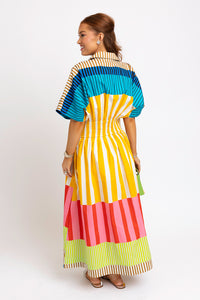 STRIPE BUTTON MAXI DRESS