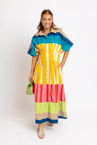 STRIPE BUTTON MAXI DRESS