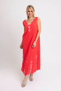 Coral Scalloped Maxi Dress