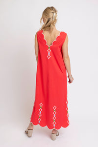 Coral Scalloped Maxi Dress