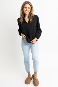 Poplin Ruffle Neck Top