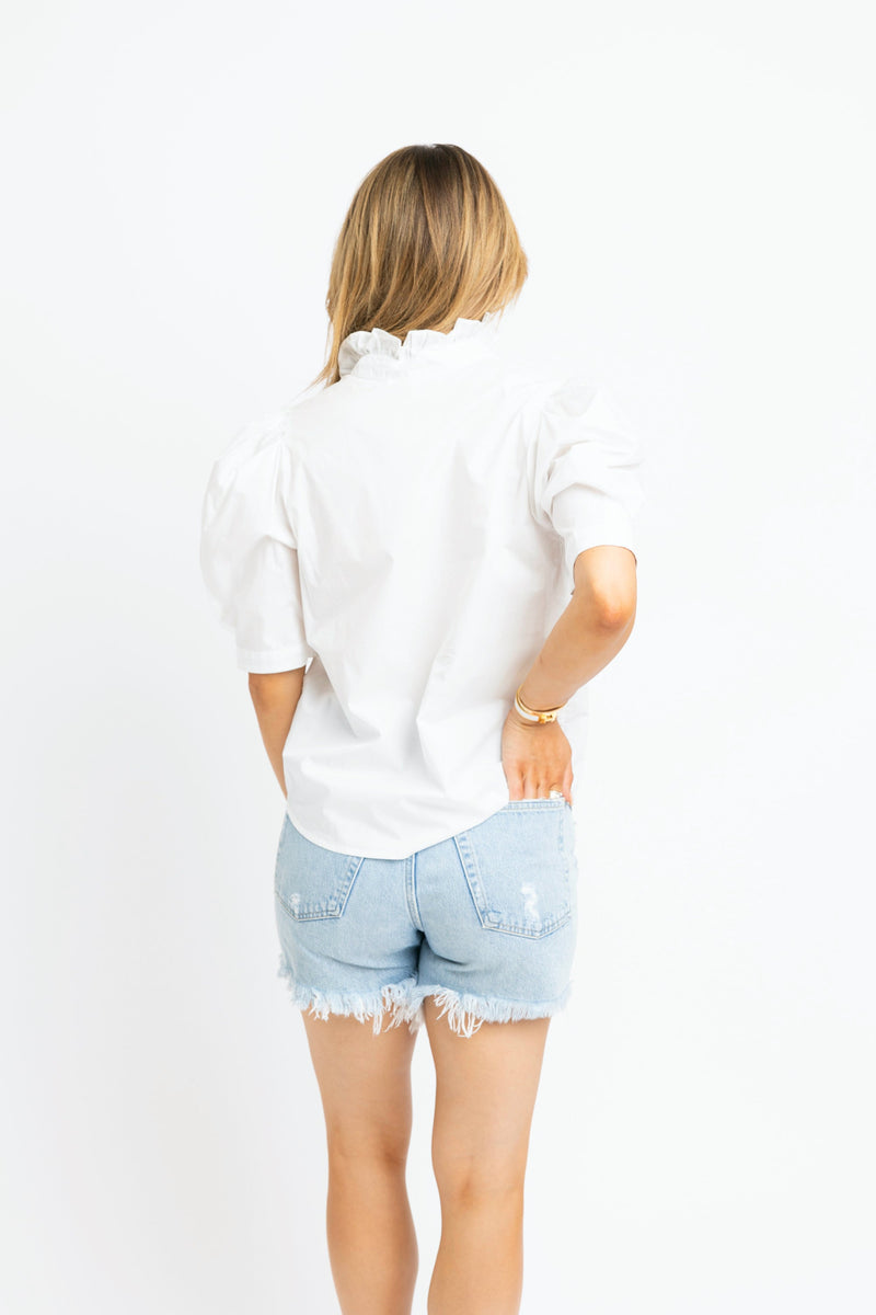 Solid Ruffle Neck Top Karlie