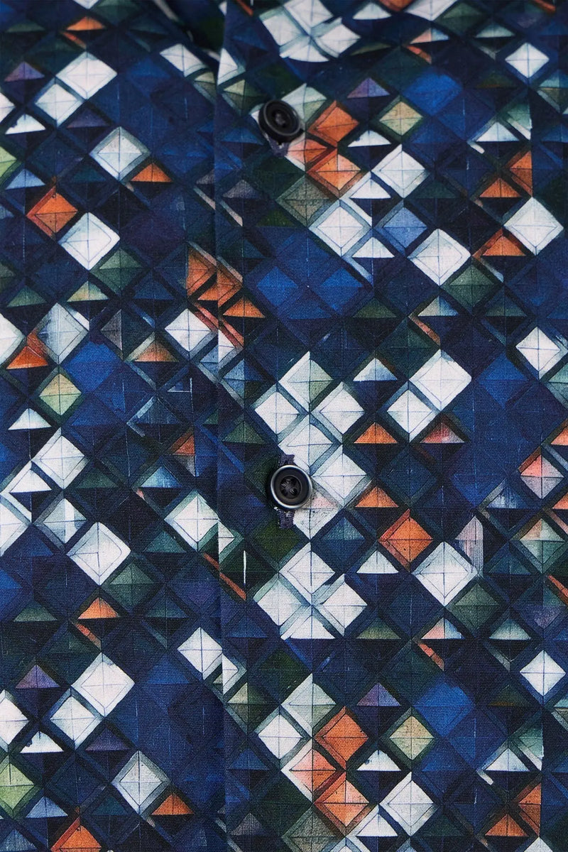 Multi Diamond Geo Print Button Down Shirt Clothier to The King