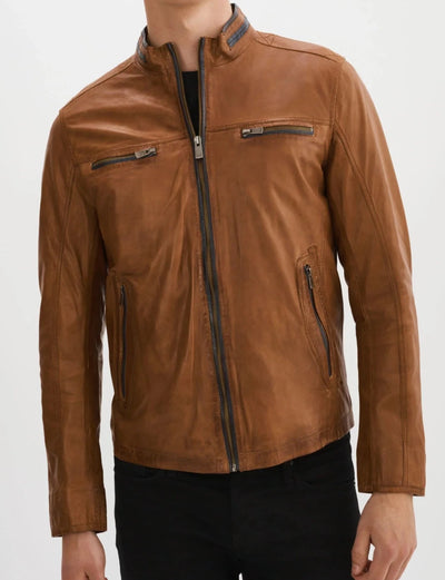 Gunnar Leather Jacket- Cognac