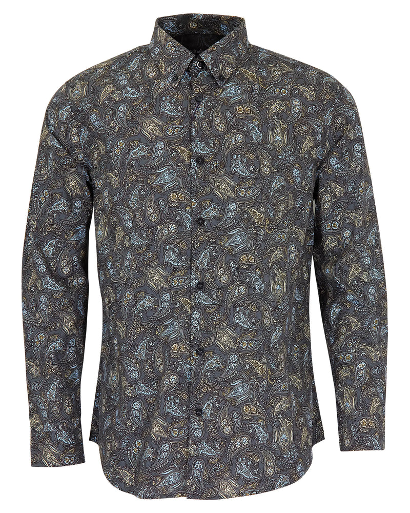 Morris Madrid Paisley Sport Shirt - Smoke Lords of Harlech