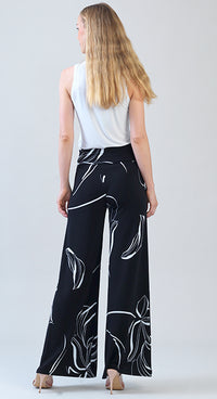 Signature Wide Leg Palazzo Pant - Floral Outline