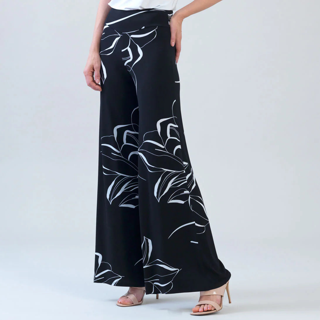 Signature Wide Leg Palazzo Pant - Floral Outline
