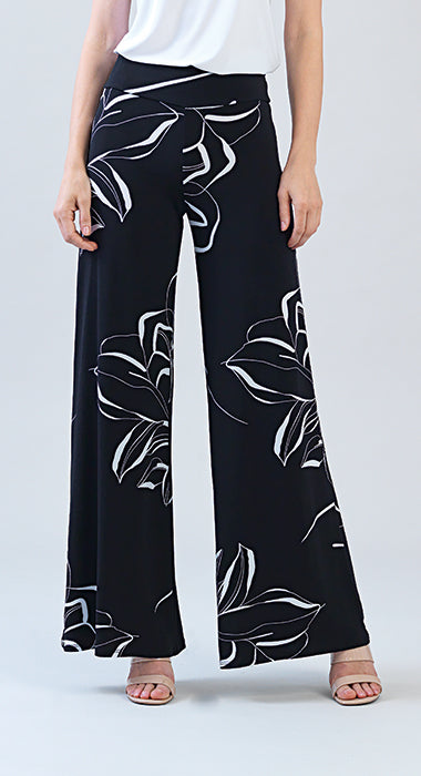 Signature Wide Leg Palazzo Pant - Floral Outline