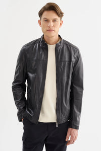 Lucio Lambskin Leather Jacket - Black