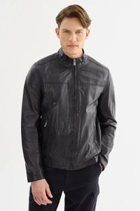Lucio Lambskin Leather Jacket - Black