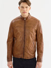 Lucio Lambskin Leather Jacket- Cognac