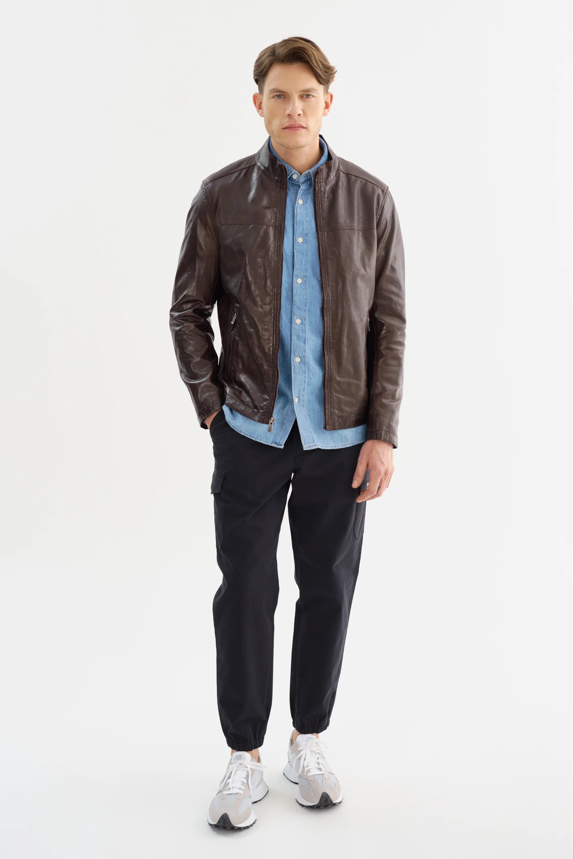 Lucio Lambskin Leather Jacket - Dark Brown