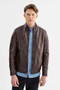 Lucio Lambskin Leather Jacket - Dark Brown
