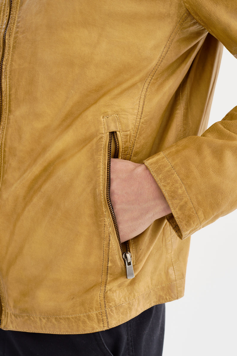 Lucio Yellow Leather Jacket